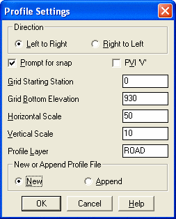 Design Road Profile Settings