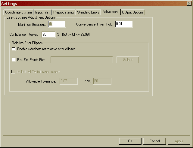 Settings, Adjustmen