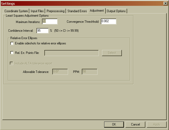 Settings, Adjustment