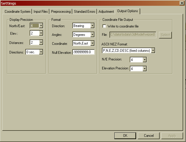 Settings, Output