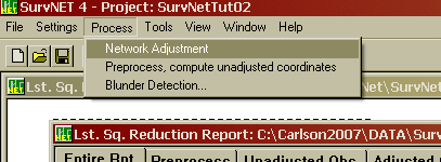 Processing menu option